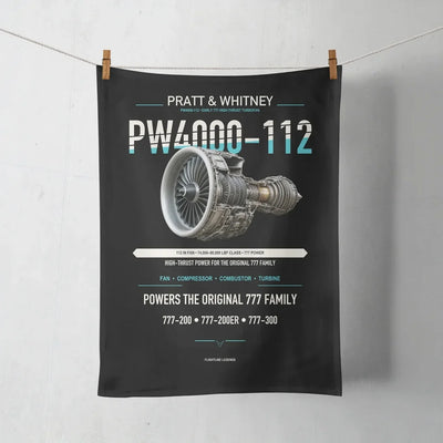 PW4000-112 design on black towel