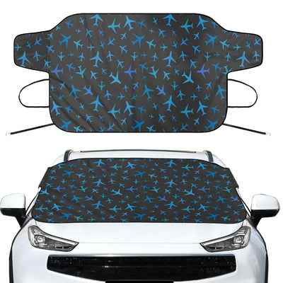 Many Airplanes Gray Car aviation design on car windshield cover.