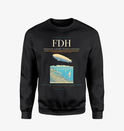 Bodensee-Airport Friedrichshafen (FDH) design on black sweatshirt
