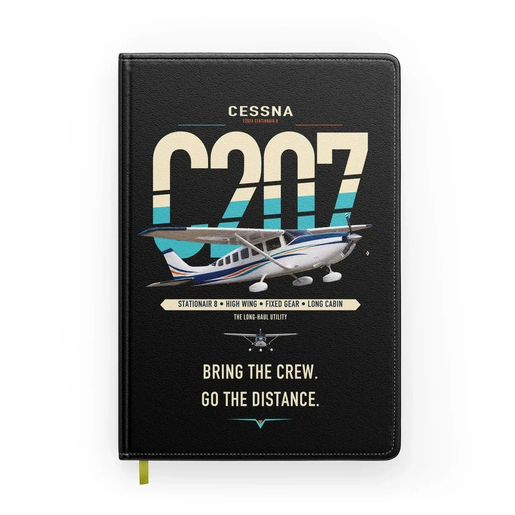 Cessna T207A Stationair 8 design on black notebook