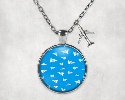 Paper Airplanes aviation necklace, stainless steel body with engraved detail.
