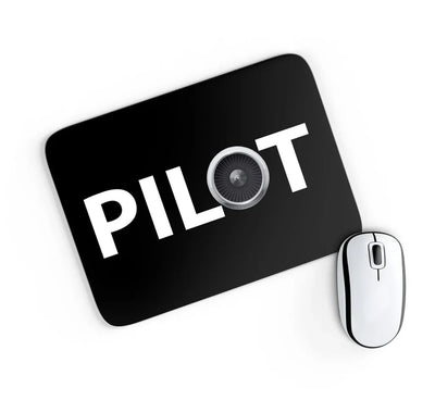 Pilot & Jet Engine aviation design on neoprene with anti-slip base mouse pad.