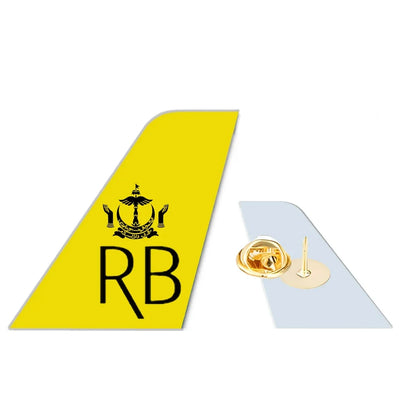Royal Brunei Airlines aviation design tail-shape badge pin in polished alloy.