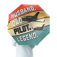Thumbnail for Husband & Dad & Pilot & Legend aviation design on windproof polyester umbrella.