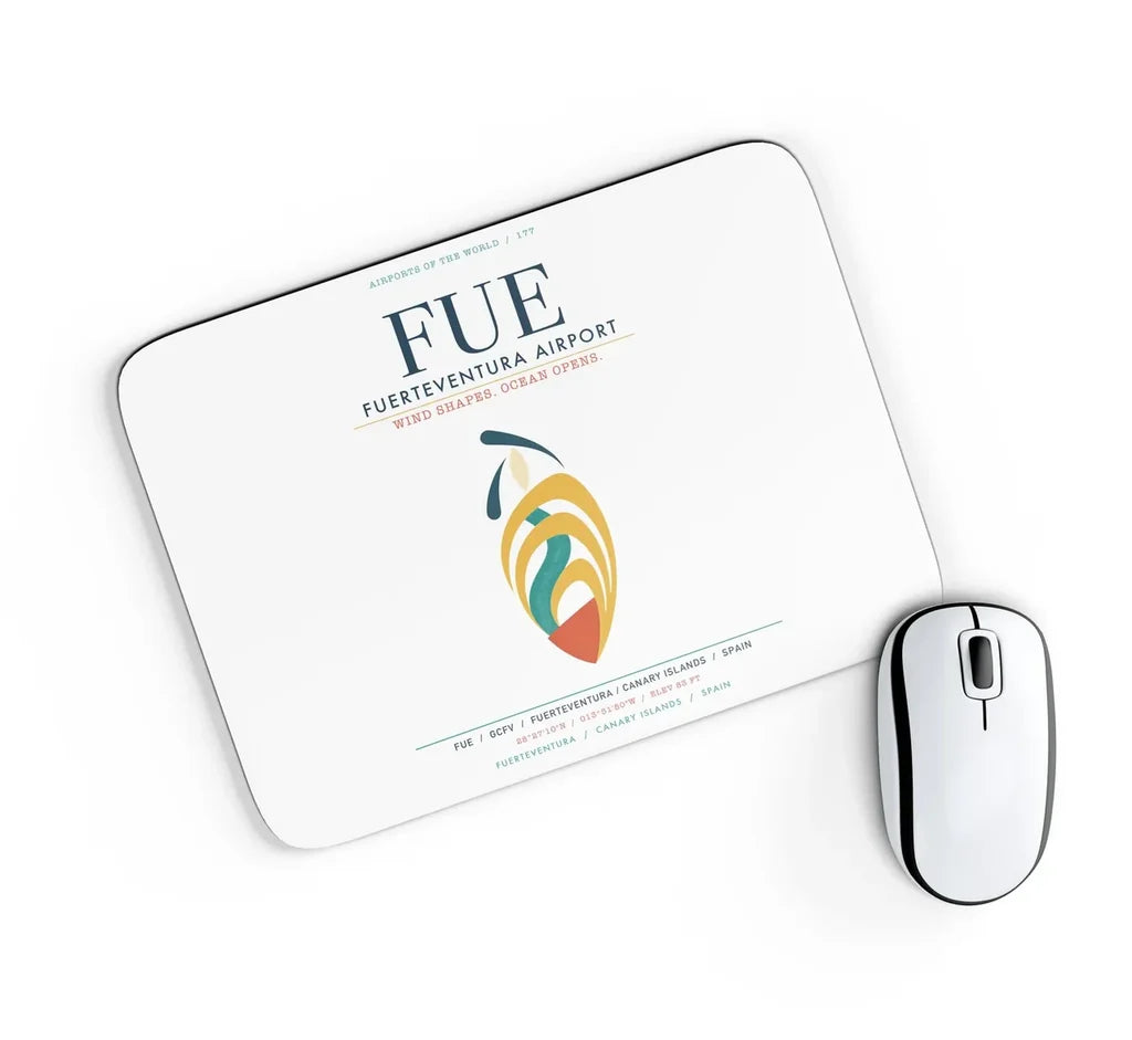 Fuerteventura Airport (FUE) design on white rectangle mouse pad