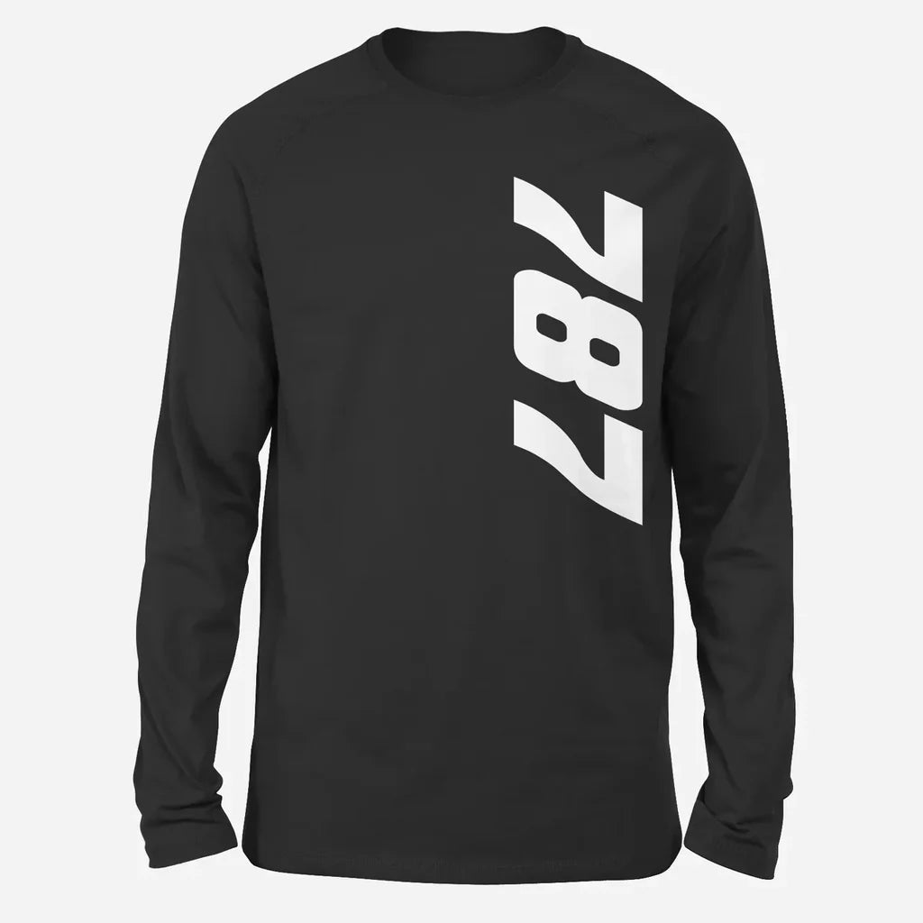 Boeing 787 Text Long-Sleeve aviation design printed on soft cotton long-sleeve T-shirt.