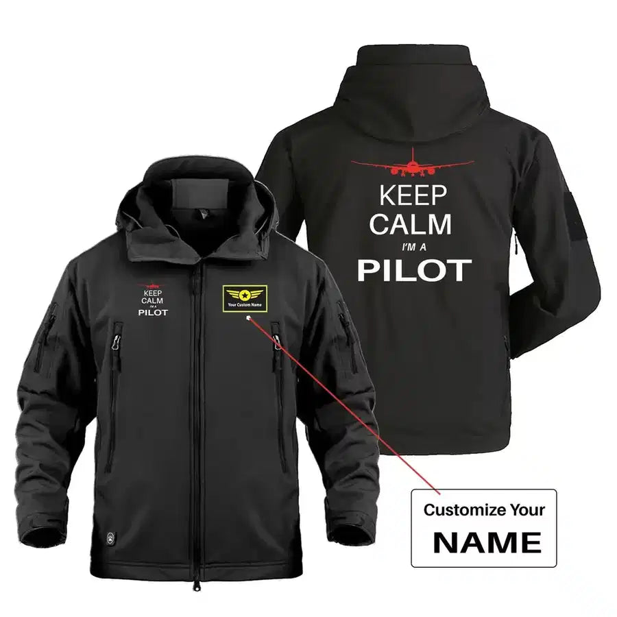 Pilot (777 Silhouette) Military Jackets (Customizable) aviation design printed on heavy cotton shell with field-style pockets.