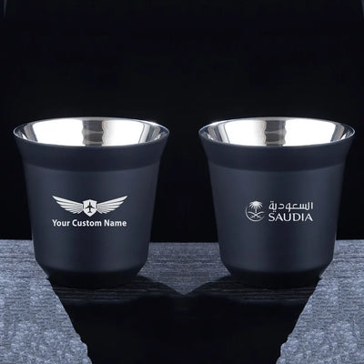 Saudi Arabian Airlines aviation design on double-wall coffee mug, vacuum-insulated double-wall.