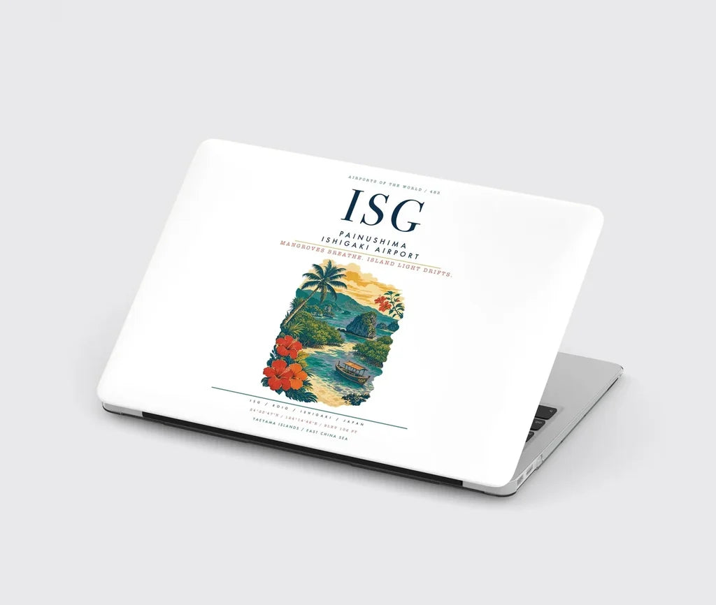 Painushima Ishigaki Airport (ISG) design on white MacBook case