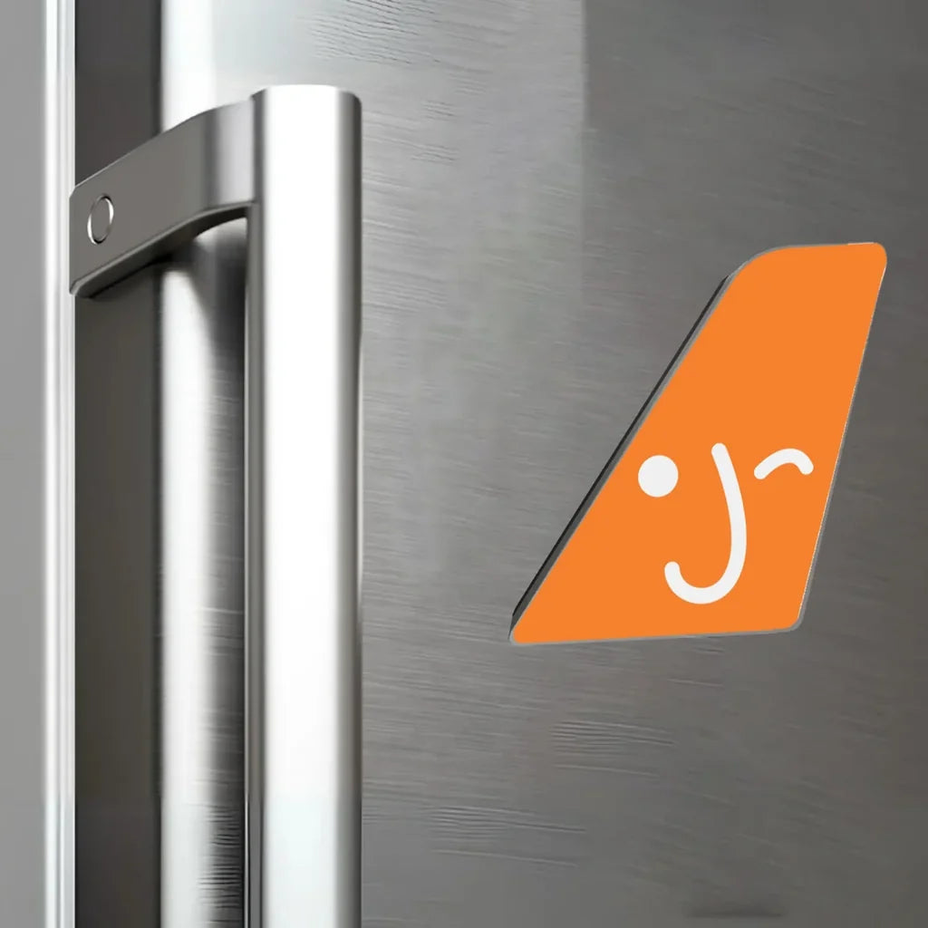 Jeju Air aviation design tail magnet in 3D metal with magnetic back.