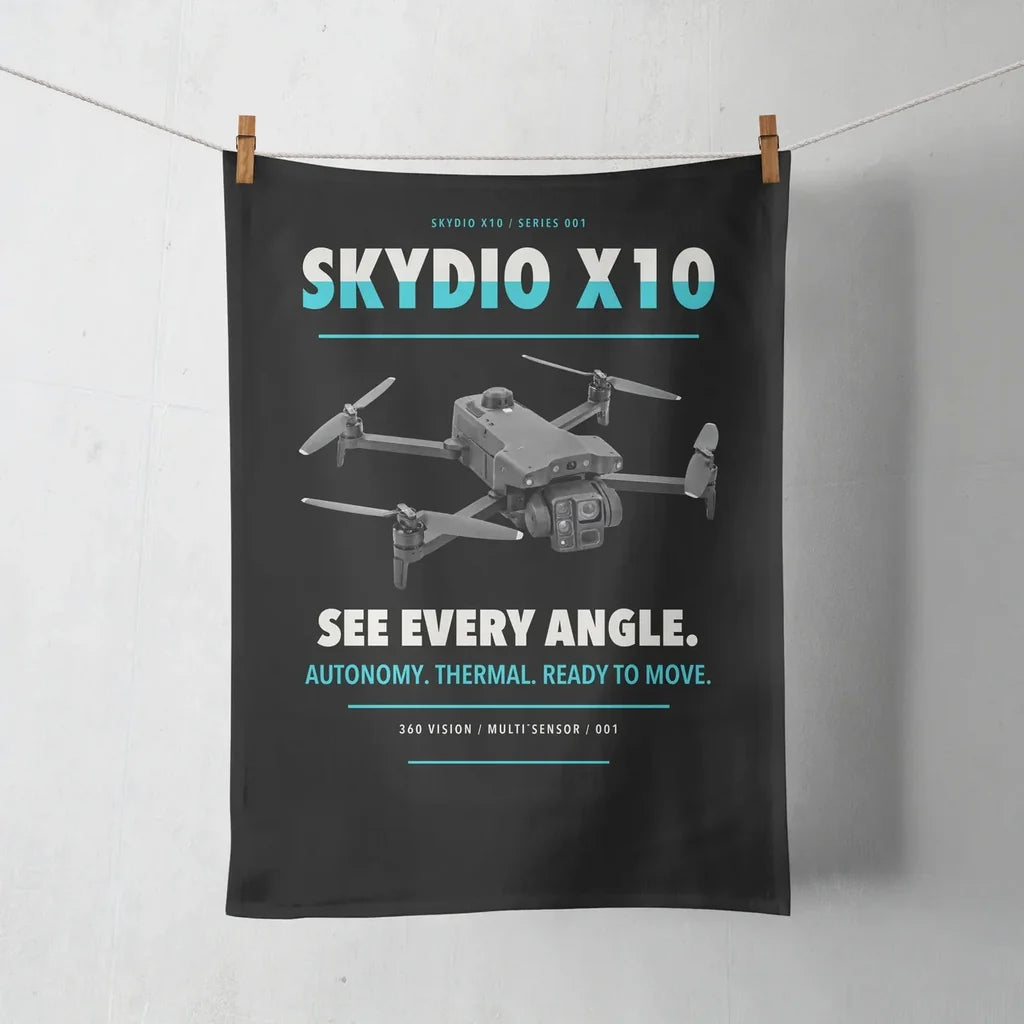 Skydio X10 design on black towel