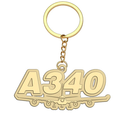 Super Airbus A340 aviation hollow key chain in polished alloy.