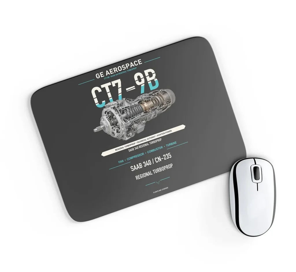 CT7-9B design on black rectangle mouse pad