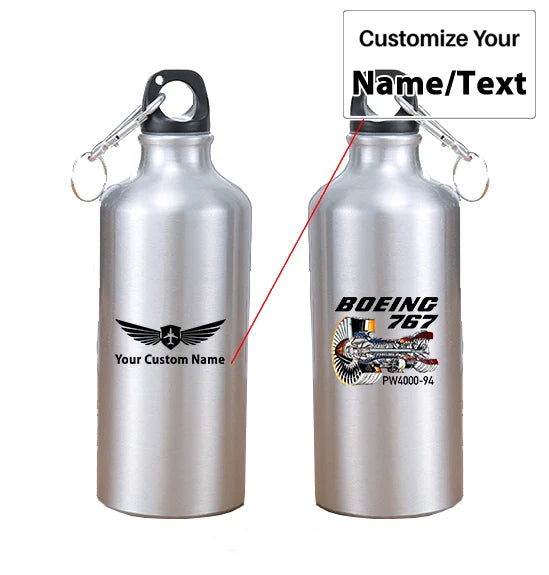 Boeing 767 Engine (PW4000-94) aviation design on thermos, vacuum-insulated.