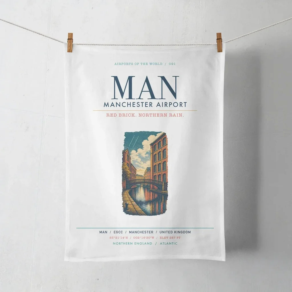 Manchester Airport (MAN) design on white towel