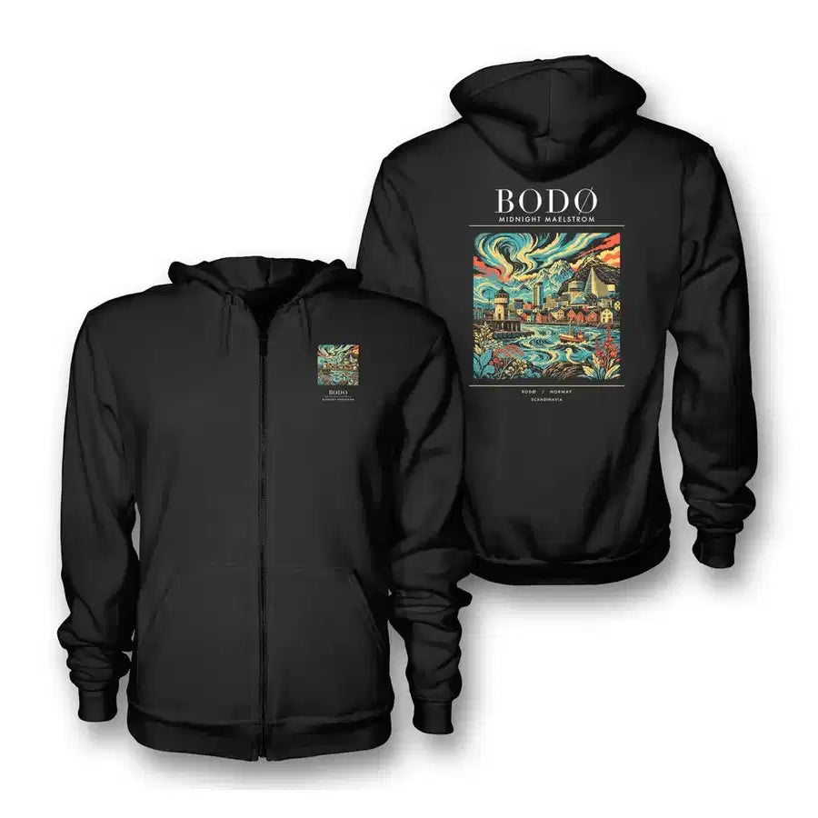 BODØ - Poster - Zipped Hoodie - Black