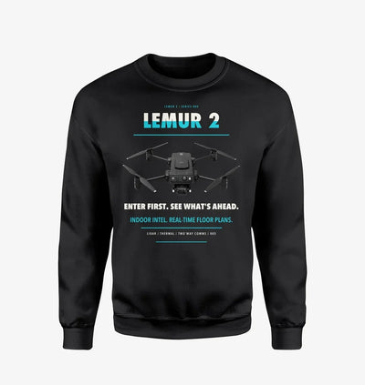 BRINC LEMUR 2 design on black sweatshirt