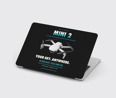 DJI Mini 2 design on black MacBook case