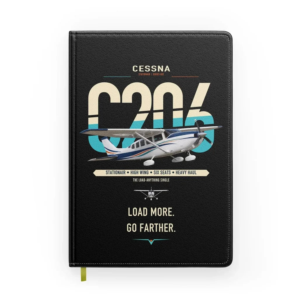 Cessna 206 Stationair design on black notebook