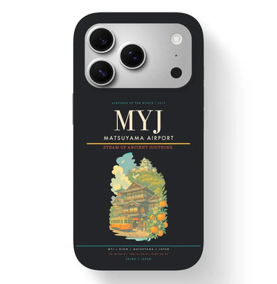 Matsuyama Airport (MYJ) design on black iPhone 17 Pro MagSafe case