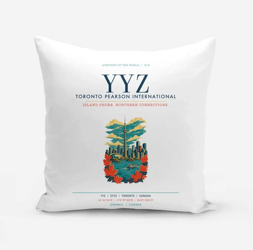 Toronto Pearson International Airport (YYZ) design on white pillow