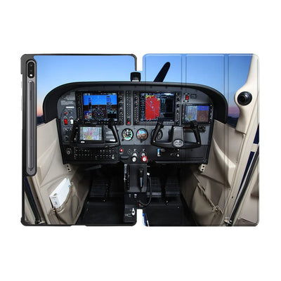 Cessna 172 Cockpit aviation print tablet case, fits Samsung tablet.