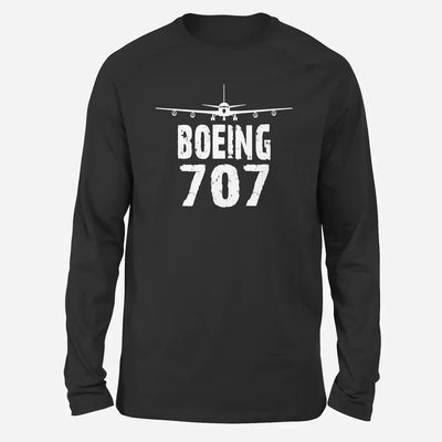 Boeing 707 & Plane Long-Sleeve aviation design printed on soft cotton long-sleeve T-shirt.
