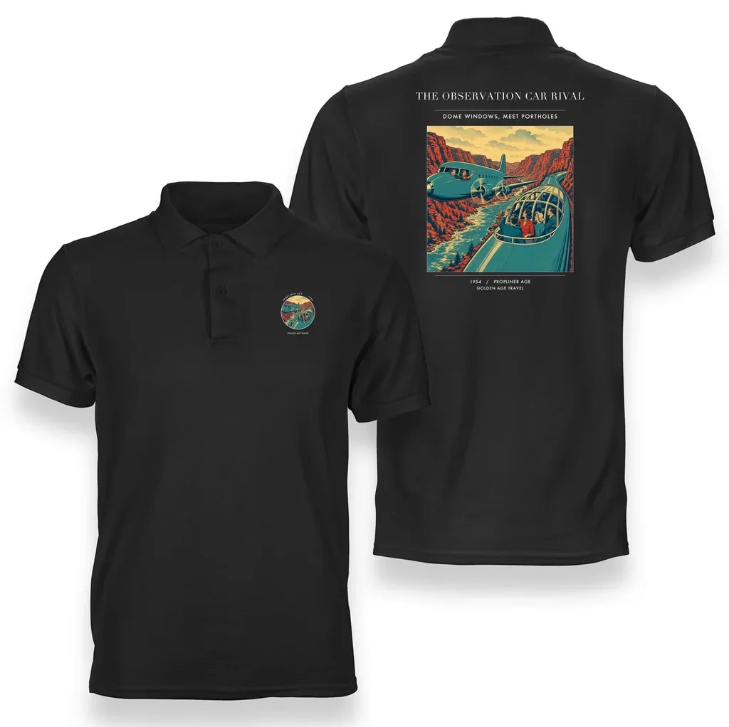 VINTAGE G4493 - The Observation Car Rival - Double-Side Polo T-Shirt design on black