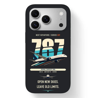 Boeing 787-8 Dreamliner design on black magsafe iphone case