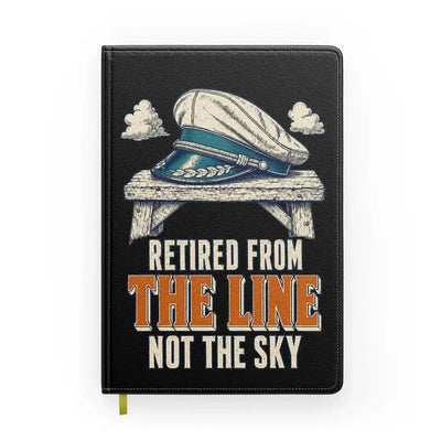 Retired From The Line Not The Sky design on black notebook
