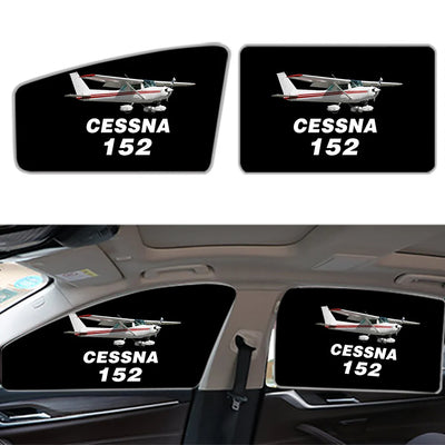 The Cessna 152 Car Sun Shade (Side window) aviation design on reflective polyester car side window sun shade.