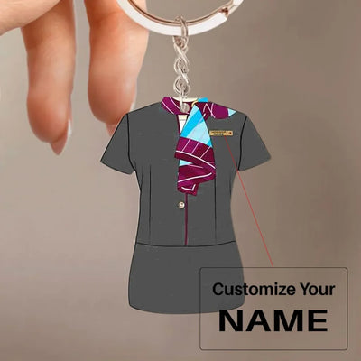 Qatar Airways Uniform Acrylic Keychain aviation acrylic key chain in durable acrylic.