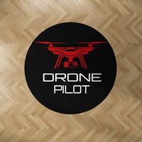Thumbnail for Drone Pilot Carpet & Floor Mats (Round) aviation design on durable carpet pile with non-slip backing round carpet floor mat.