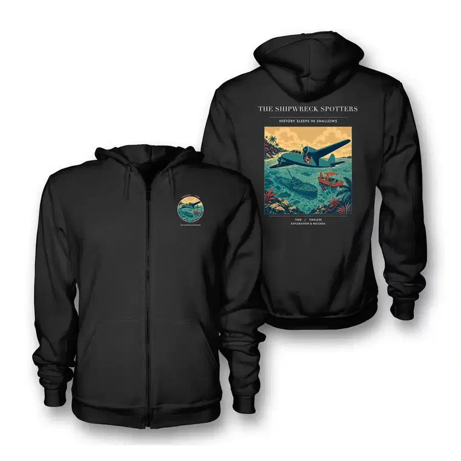 VINTAGE G4369 - The Shipwreck Spotters - Premium Zipped Hoodie design on black