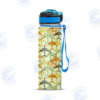 Seamless Colourful Airplanes Sports aviation design on sport kettle, insulated bottle with sport spout.