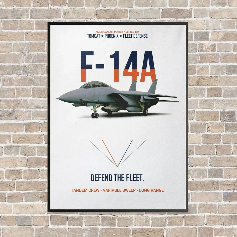F-14A Tomcat Defend The Fleet vertical canvas print - framed - white background
