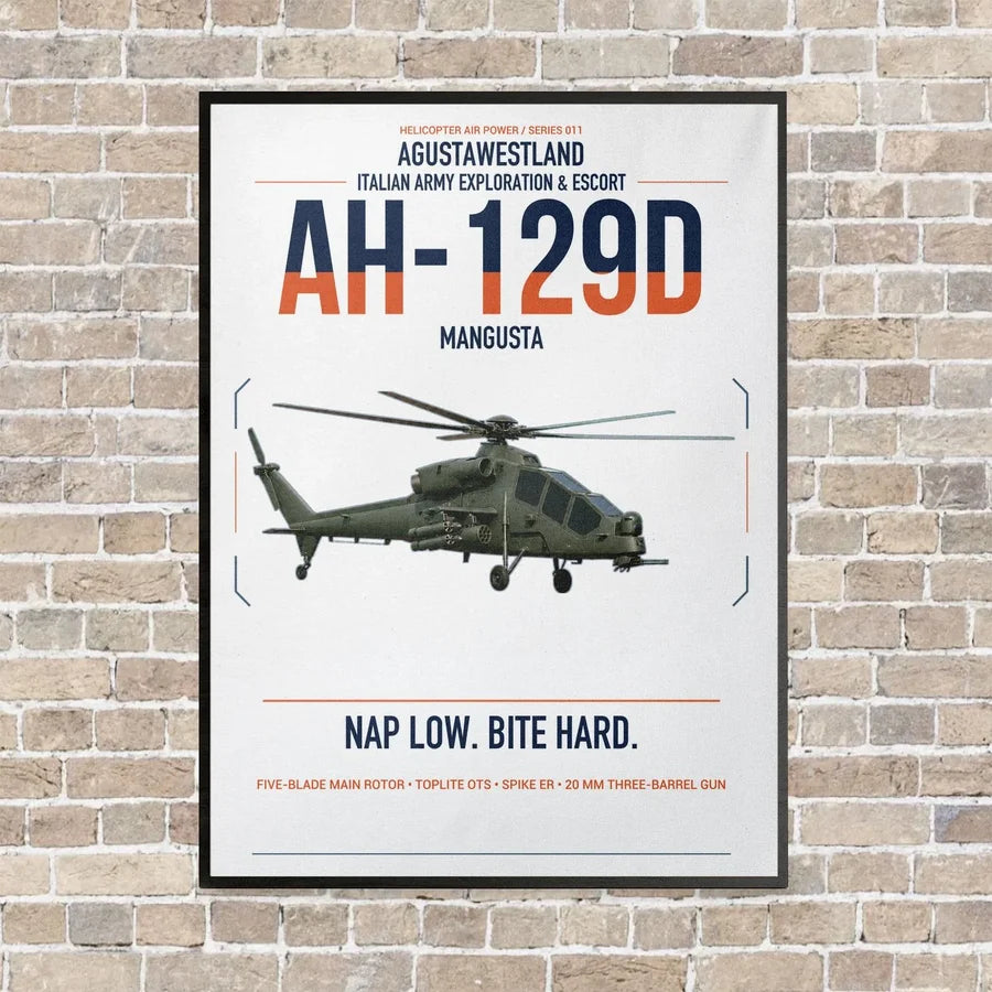 AgustaWestland AH-129D Mangusta vertical canvas print - framed - white background
