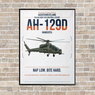 AgustaWestland AH-129D Mangusta vertical canvas print - framed - white background