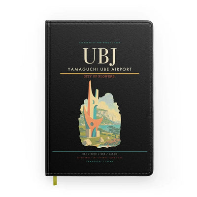 Yamaguchi Ube Airport (UBJ) design on black notebook