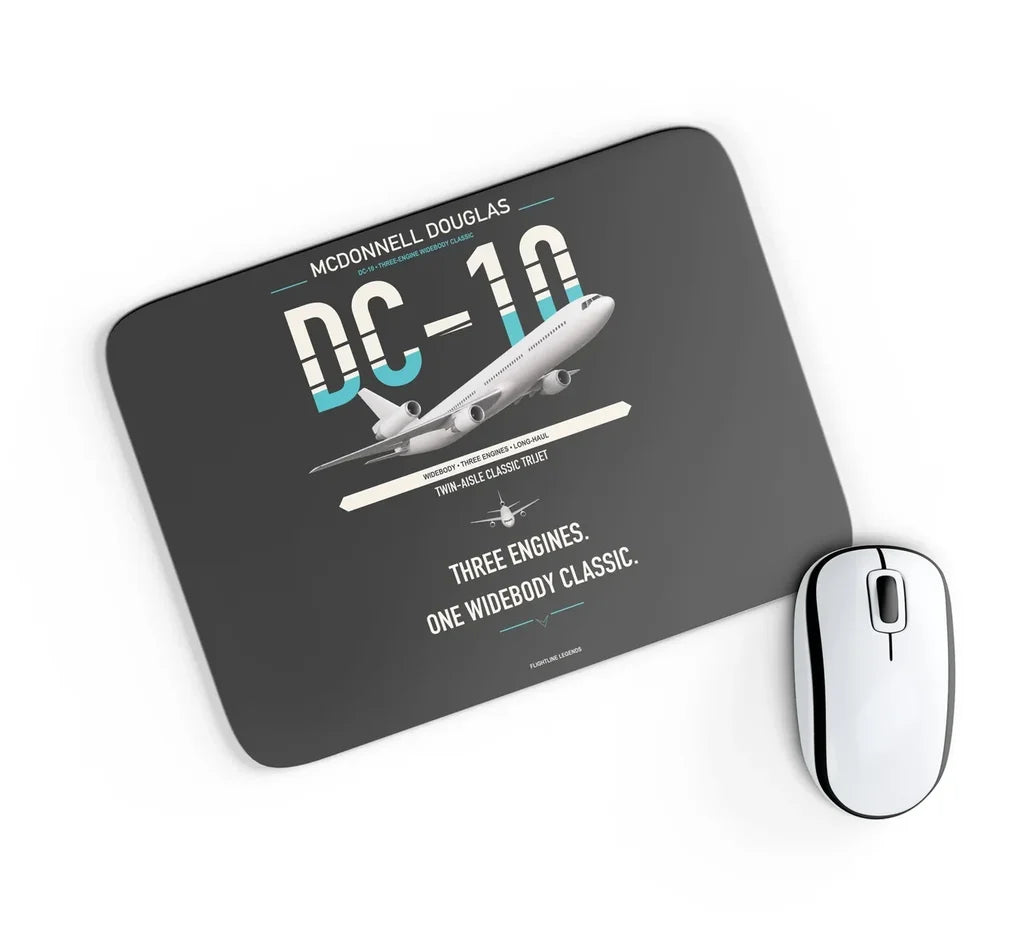 McDonnell Douglas DC-10 design on black rectangle mouse pad