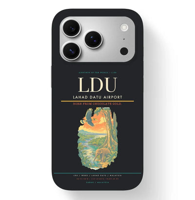 Lahad Datu Airport (LDU) design on black iPhone 17 Pro MagSafe case
