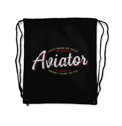 Aviator - Dont Make Me Walk aviation design drawstring bag, lightweight polyester construction.