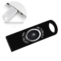 Thumbnail for In Thrust We Trust aviation design on durable waterproof casing waterproof USB device.
