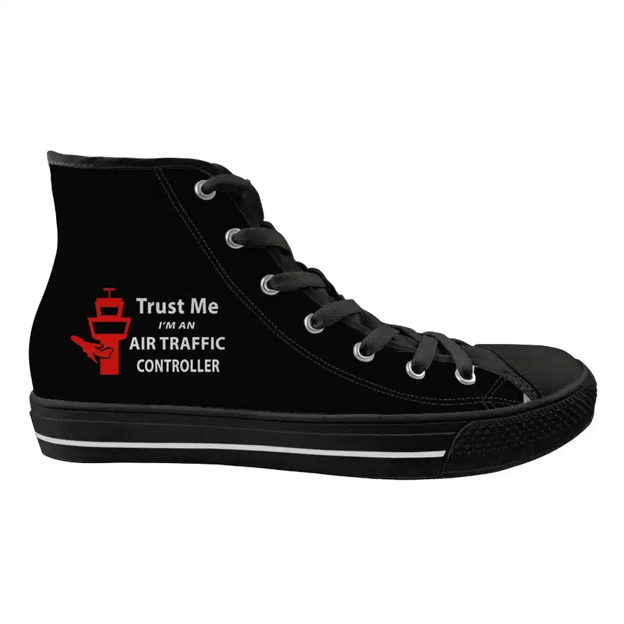Trust Me I'm an Air Traffic Controller Long Canvas Shoes (Women) aviation design on durable canvas women's canvas shoes.