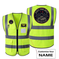 Thumbnail for Fighter Jet 16 - Death From Above aviation design printed on high-visibility reflective fabric reflective vest.