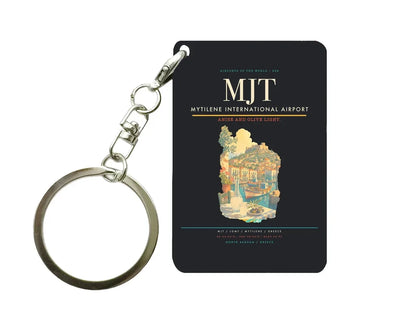 Mytilene International Airport (MJT) design on black key chain