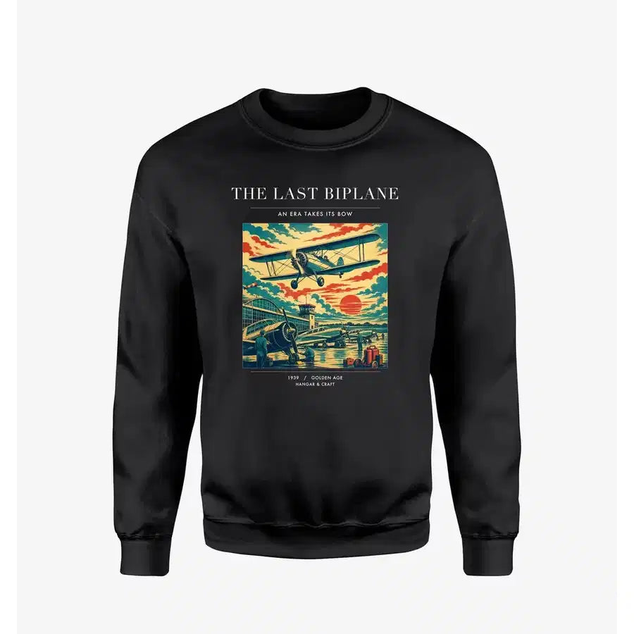 VINTAGE G4054 - The Last Biplane - Designed Sweatshirts design on black