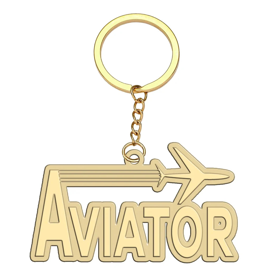 Aviator aviation hollow key chain in polished alloy.