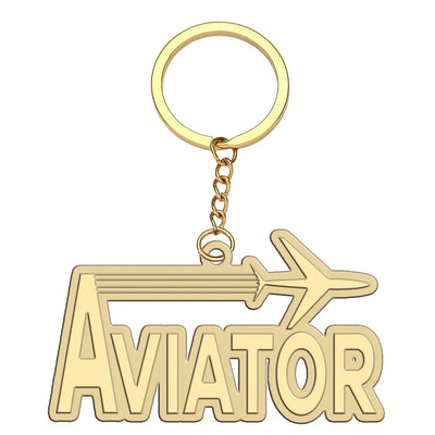 Aviator aviation hollow key chain in polished alloy.