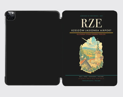 Rzeszów-Jasionka Airport (RZE) design on black ipad tablet case